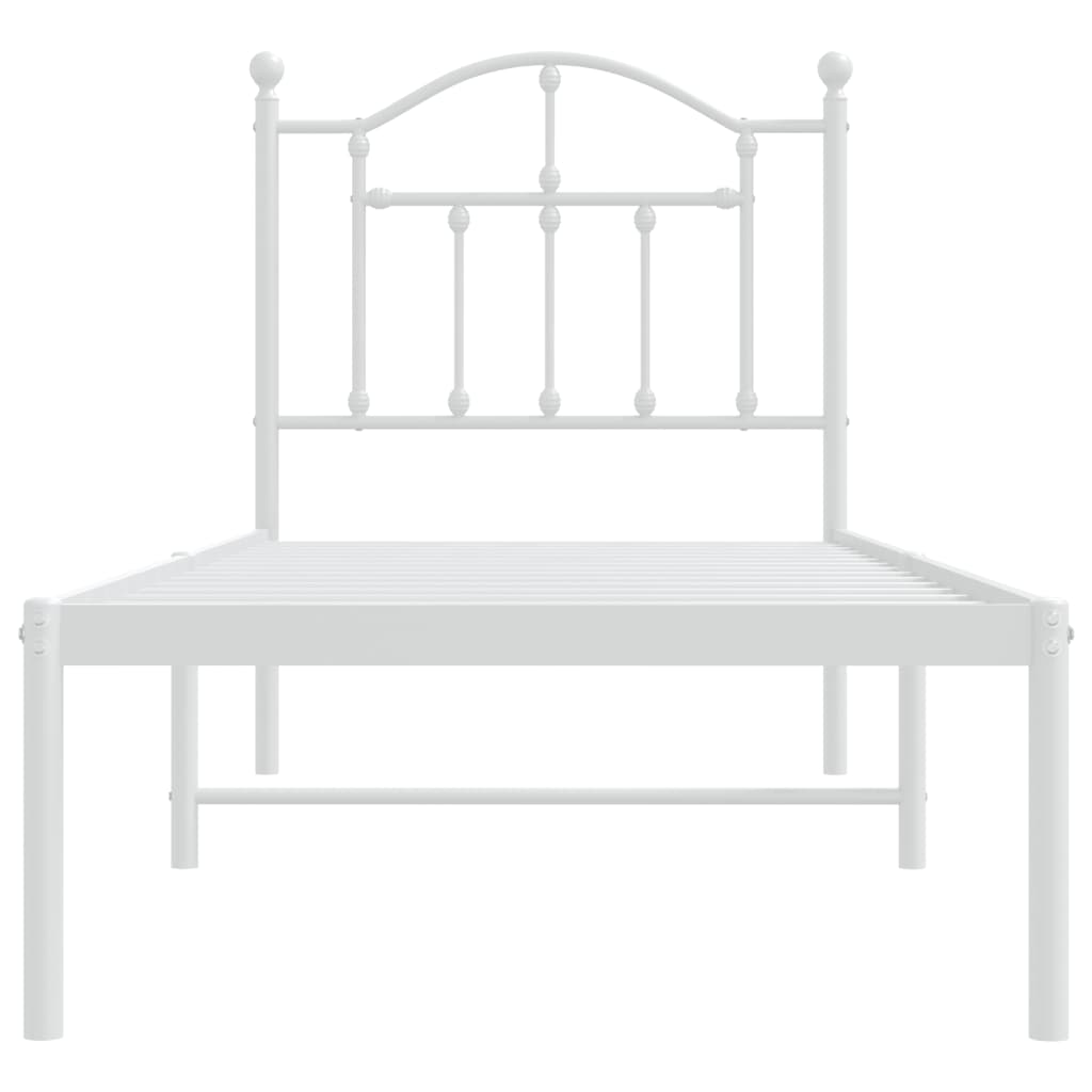 Sengeramme i metall uten madrass med hodegavl hvit 75x190 cm