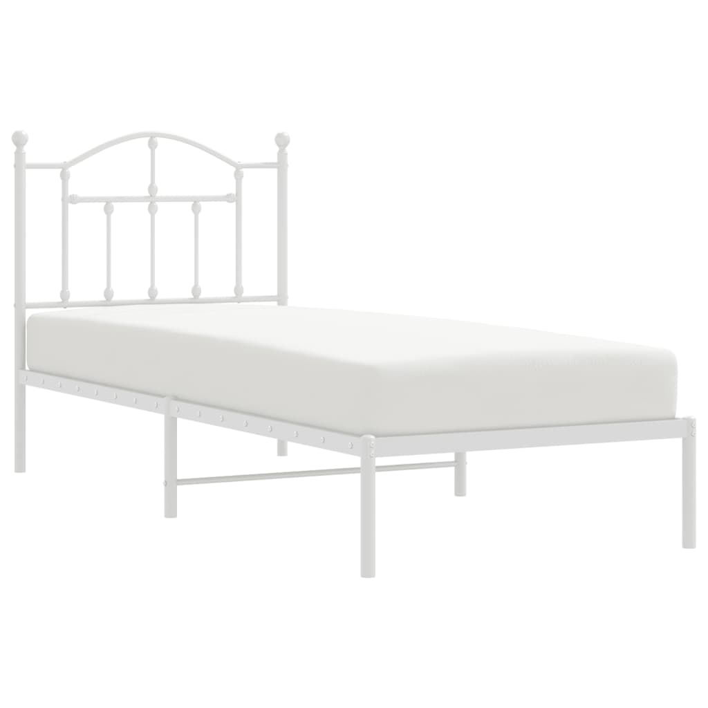 Sengeramme i metall med hodegavl hvit 90x190 cm