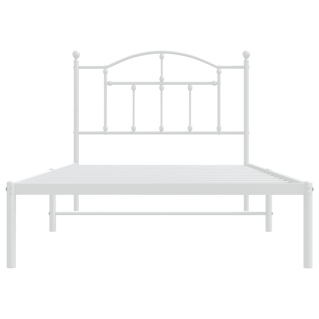 Sengeramme i metall med hodegavl hvit 100x190 cm
