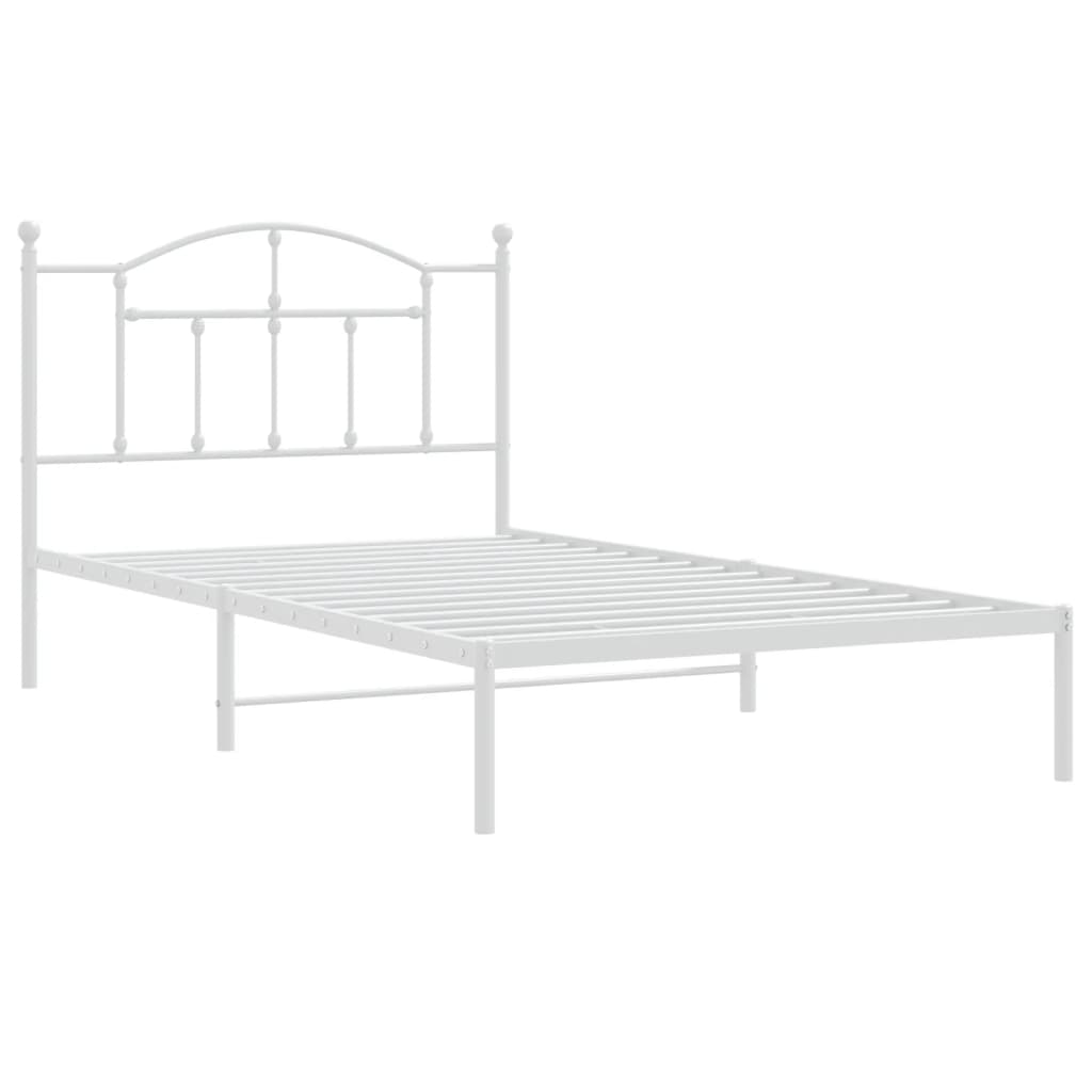 Sengeramme i metall med hodegavl hvit 100x200 cm