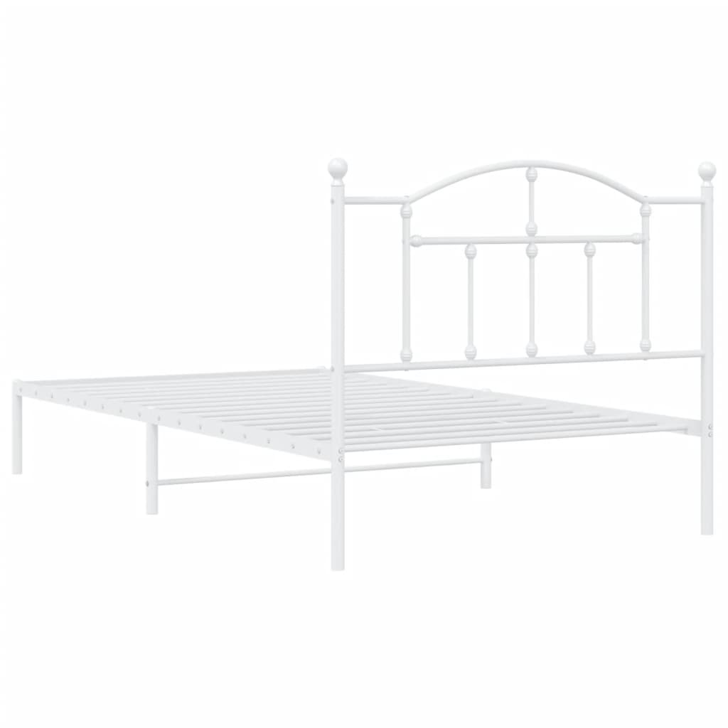 Sengeramme i metall med hodegavl hvit 107x203 cm