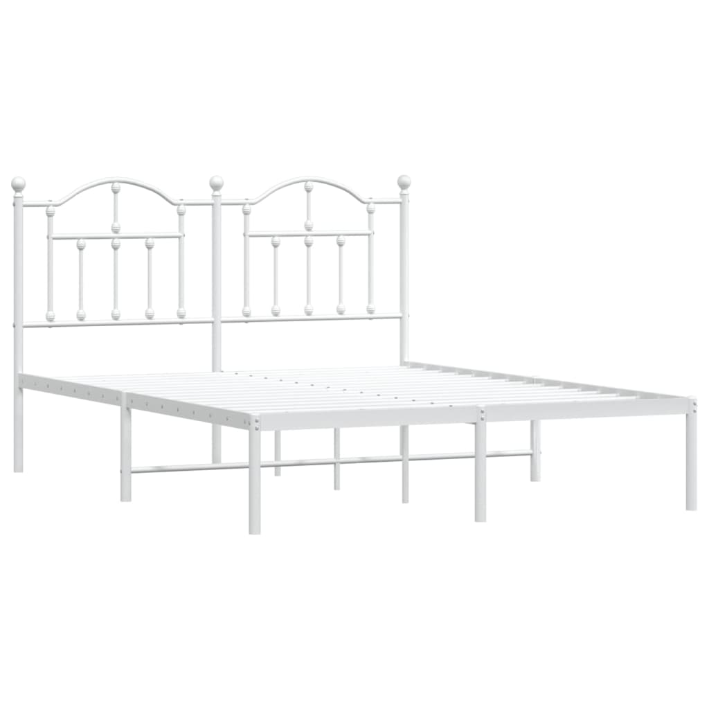 Sengeramme i metall med hodegavl hvit 135x190 cm