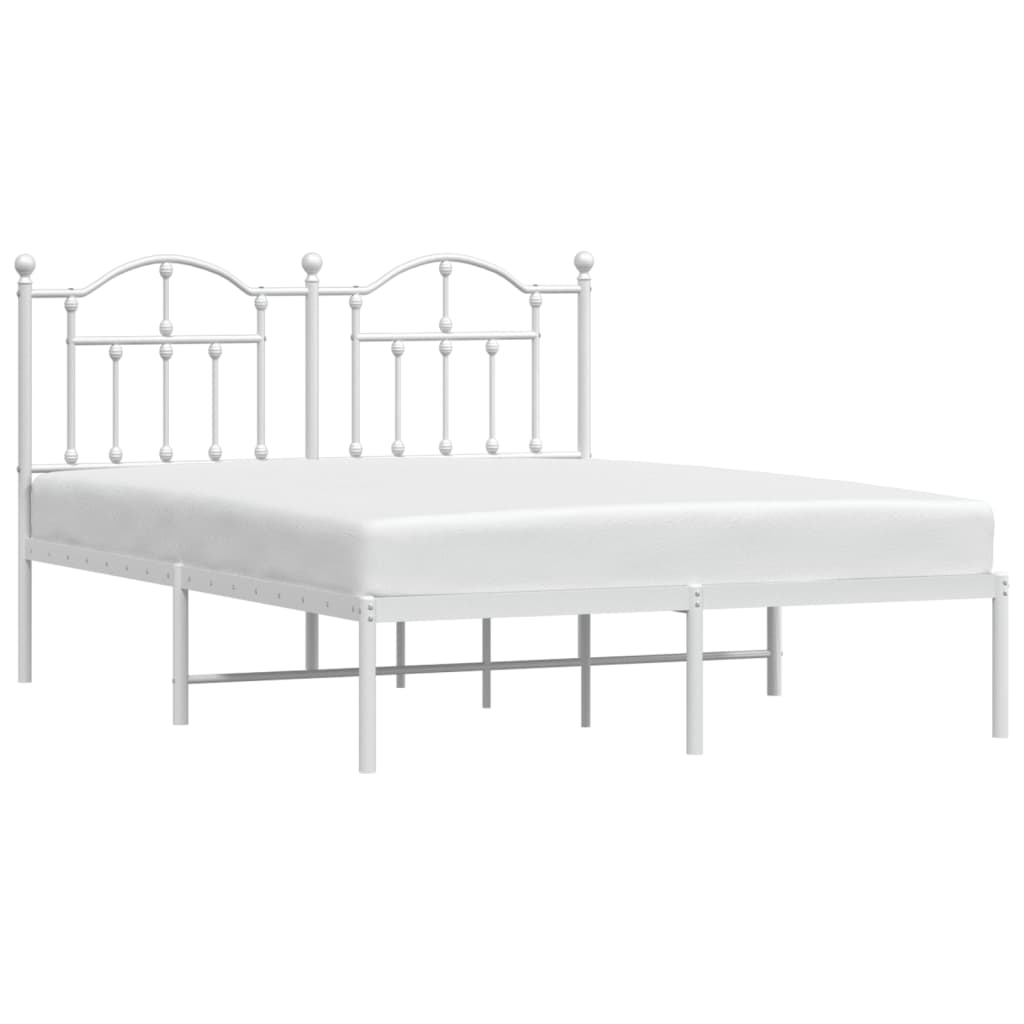 Sengeramme i metall med hodegavl hvit 135x190 cm