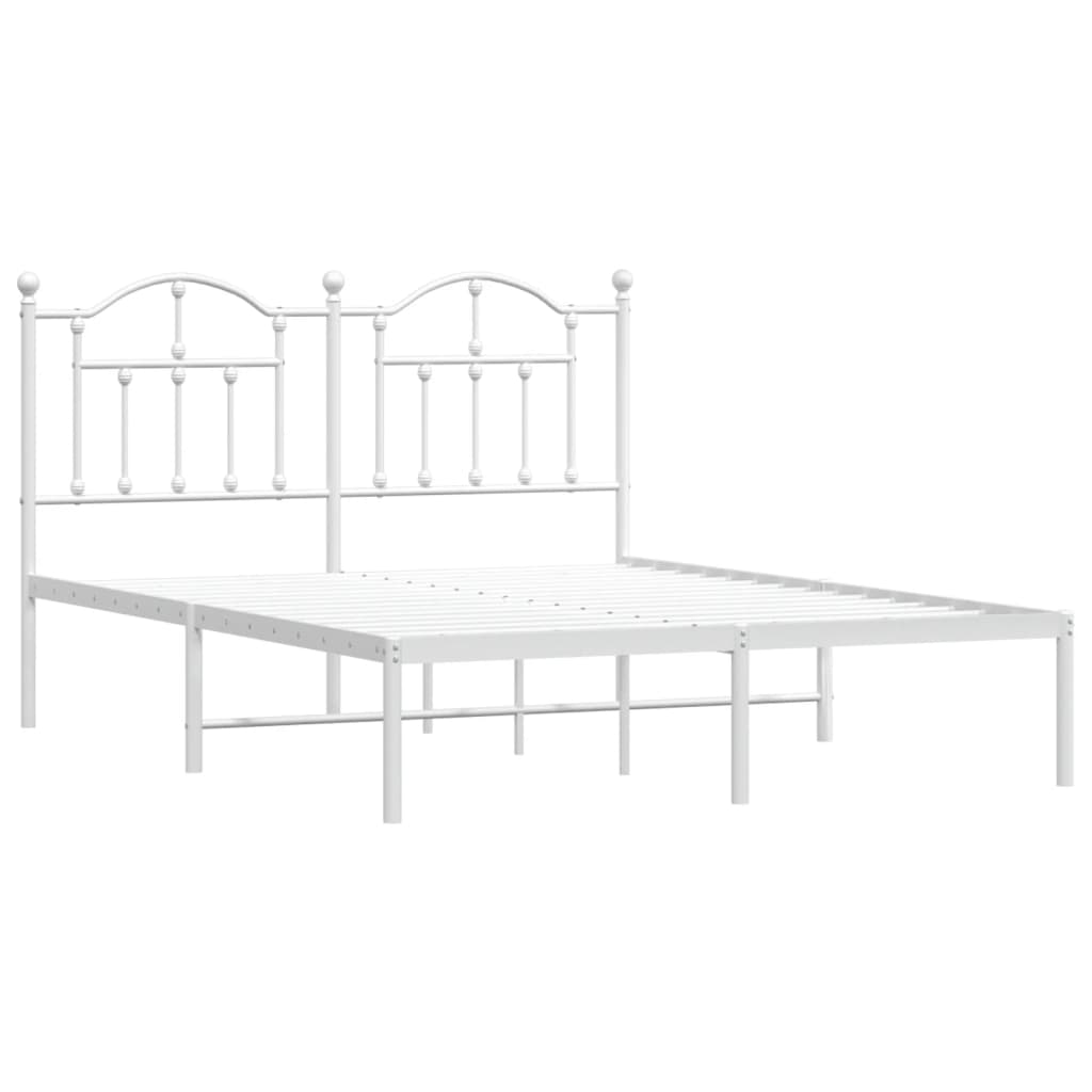 Sengeramme i metall med hodegavl hvit 140x200 cm