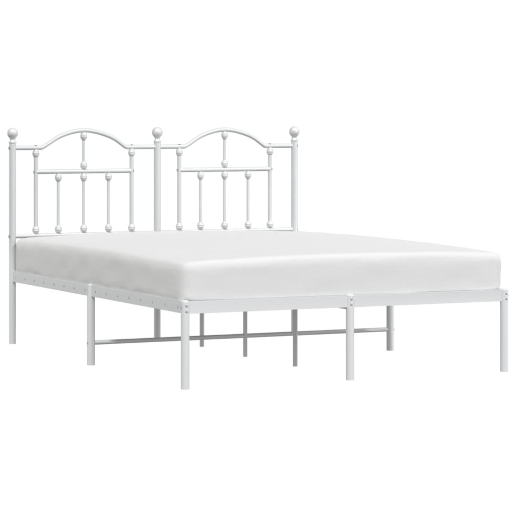 Sengeramme i metall med sengegavl hvit 150x200 cm