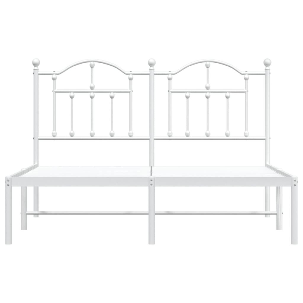 Sengeramme i metall med sengegavl hvit 150x200 cm
