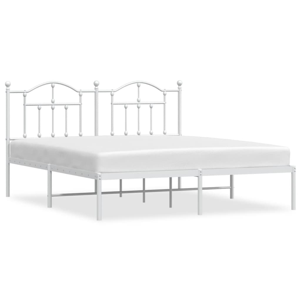 Sengeramme i metall med sengegavl hvit 160x200 cm