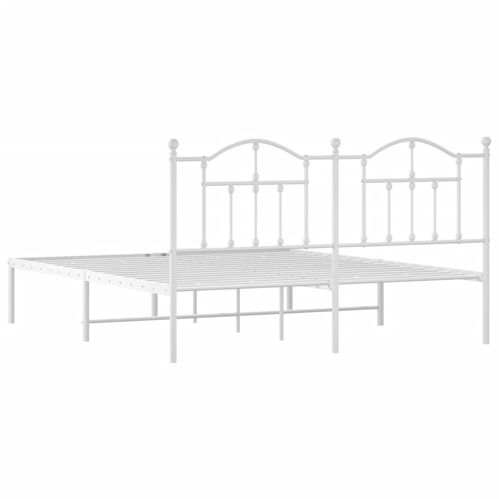 Sengeramme i metall med sengegavl hvit 160x200 cm