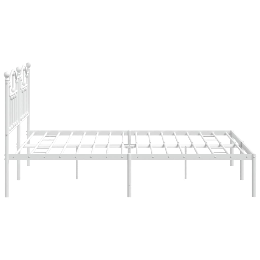 Sengeramme i metall med hodegavl hvit 183x213 cm