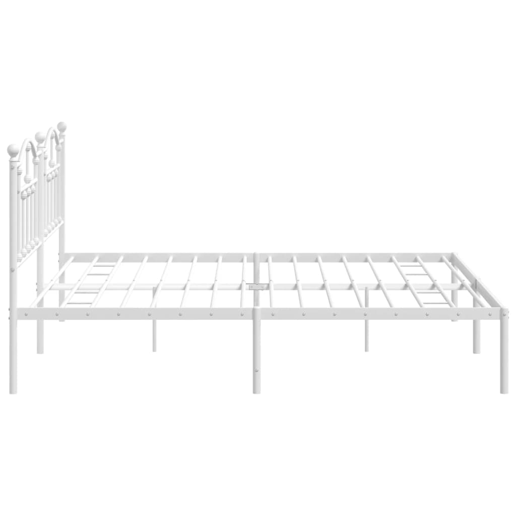Sengeramme i metall med hodegavl hvit 193x203 cm