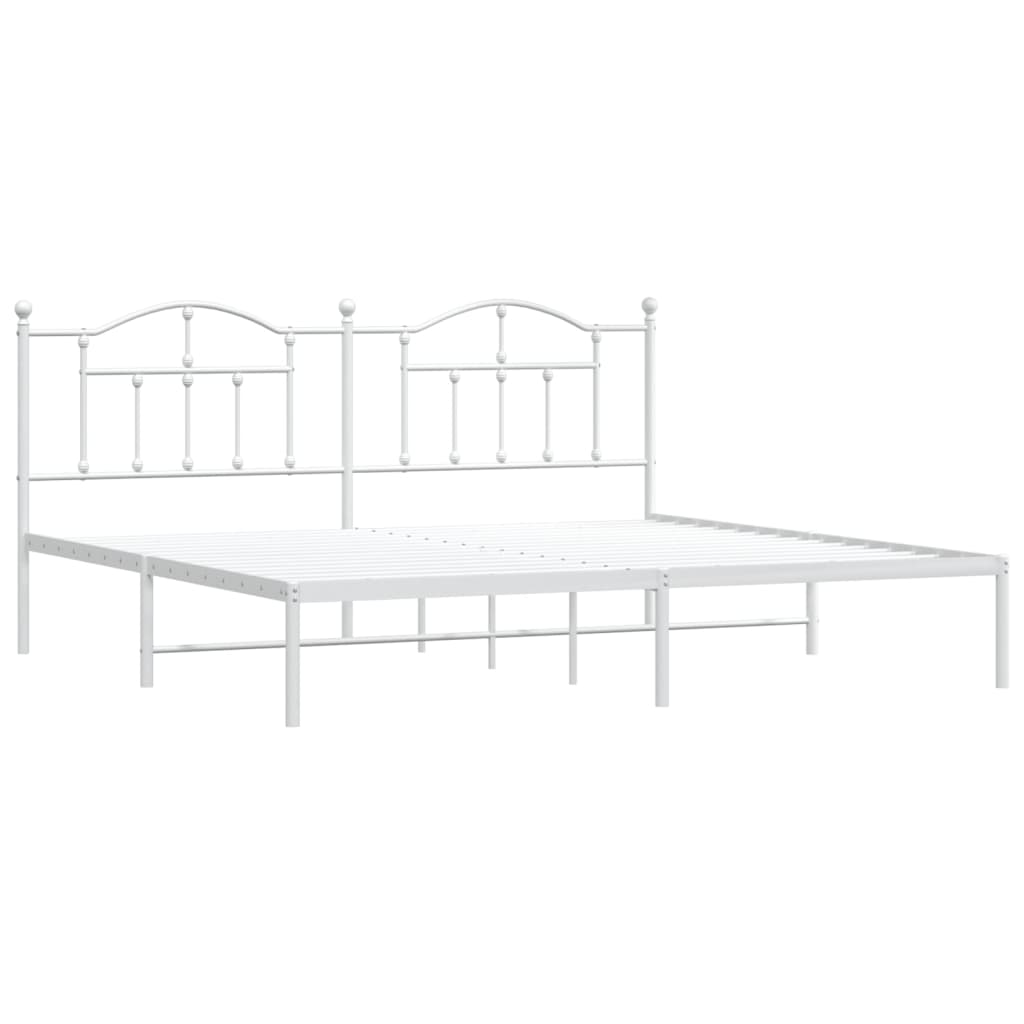 Sengeramme i metall med sengegavl hvit 200x200 cm
