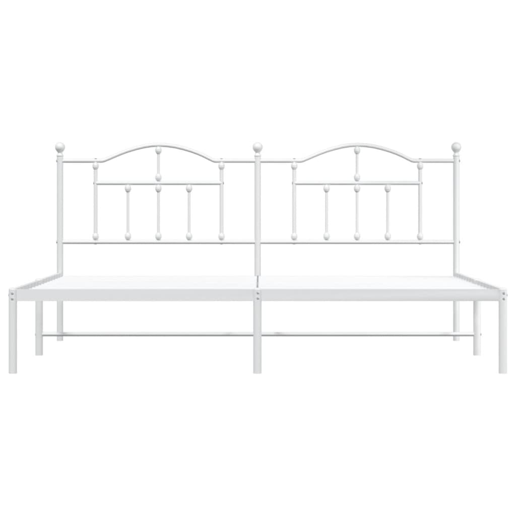 Sengeramme i metall med sengegavl hvit 200x200 cm