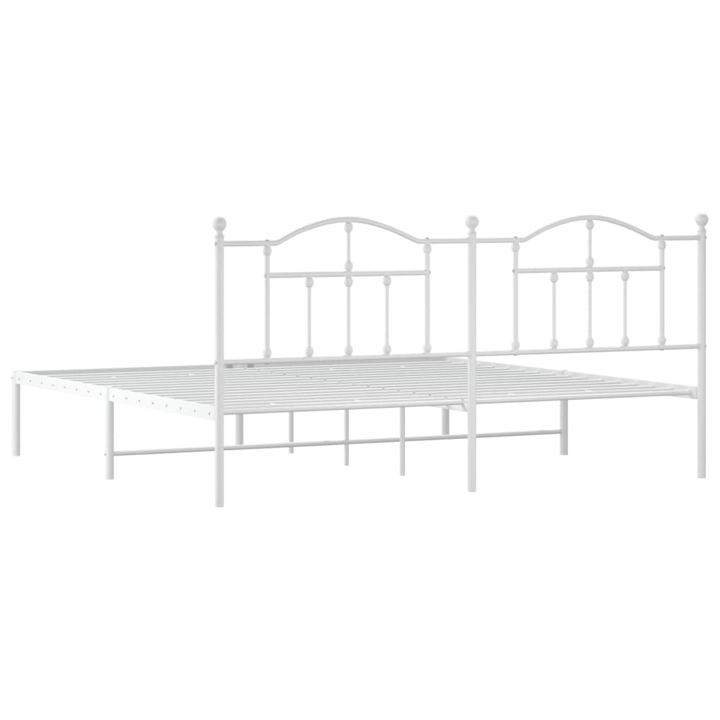 Sengeramme i metall med sengegavl hvit 200x200 cm