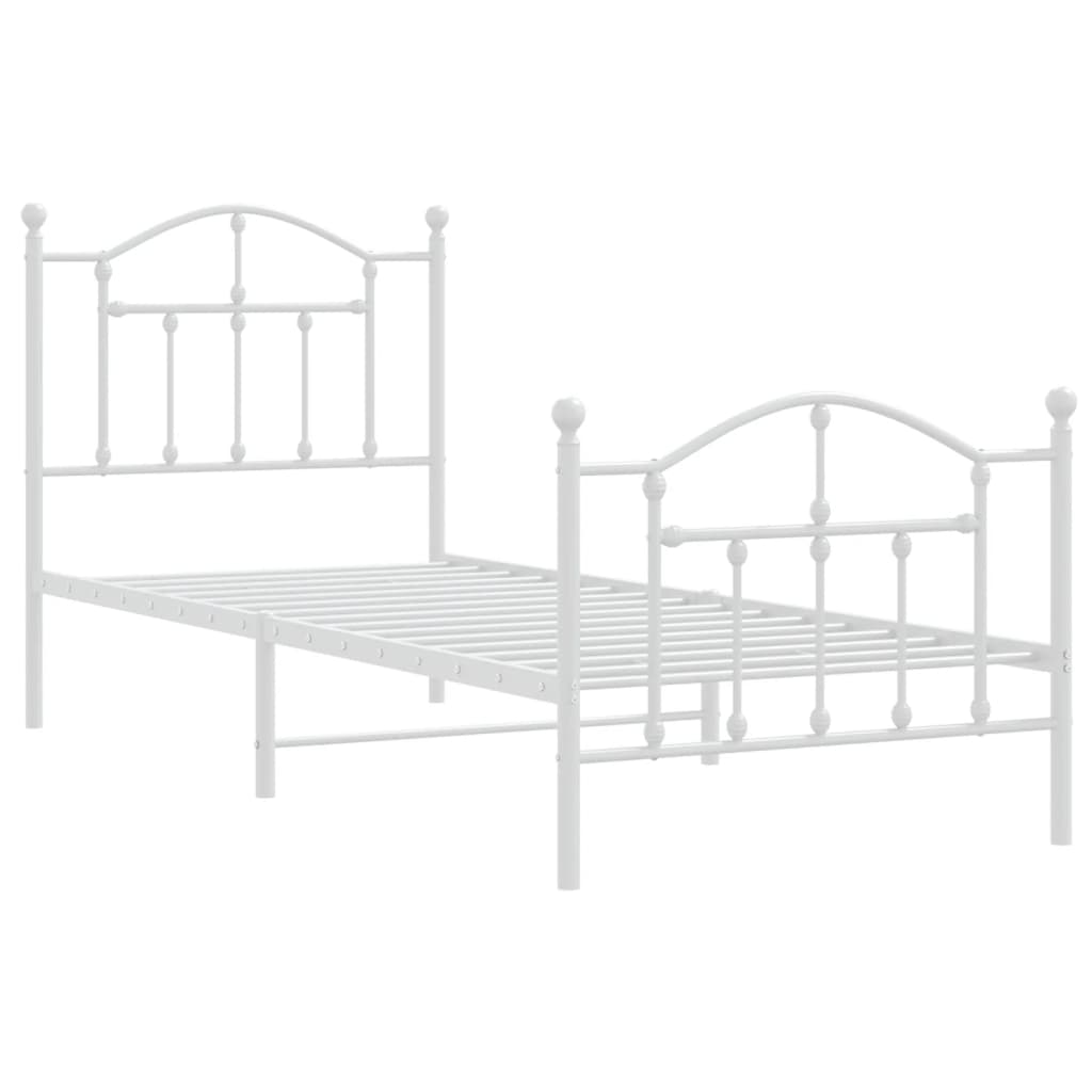 Sengeramme i metall med hode- og fotgavl hvit 90x190 cm