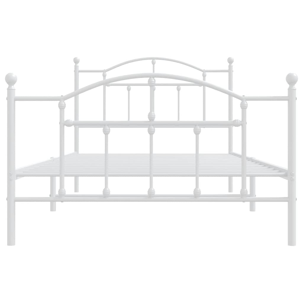 Sengeramme i metall med hode- og fotgavl hvit 100x200 cm