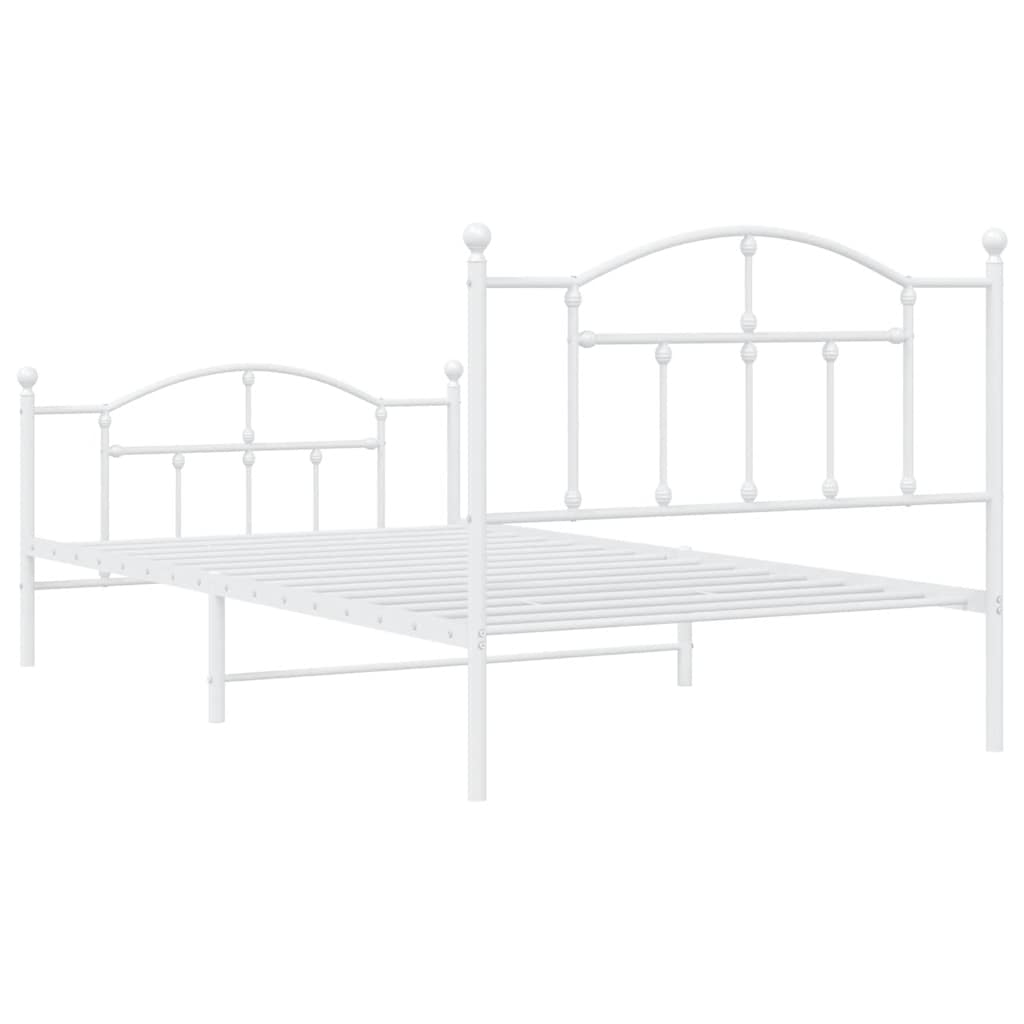 Sengeramme i metall med hode- og fotgavl hvit 100x200 cm
