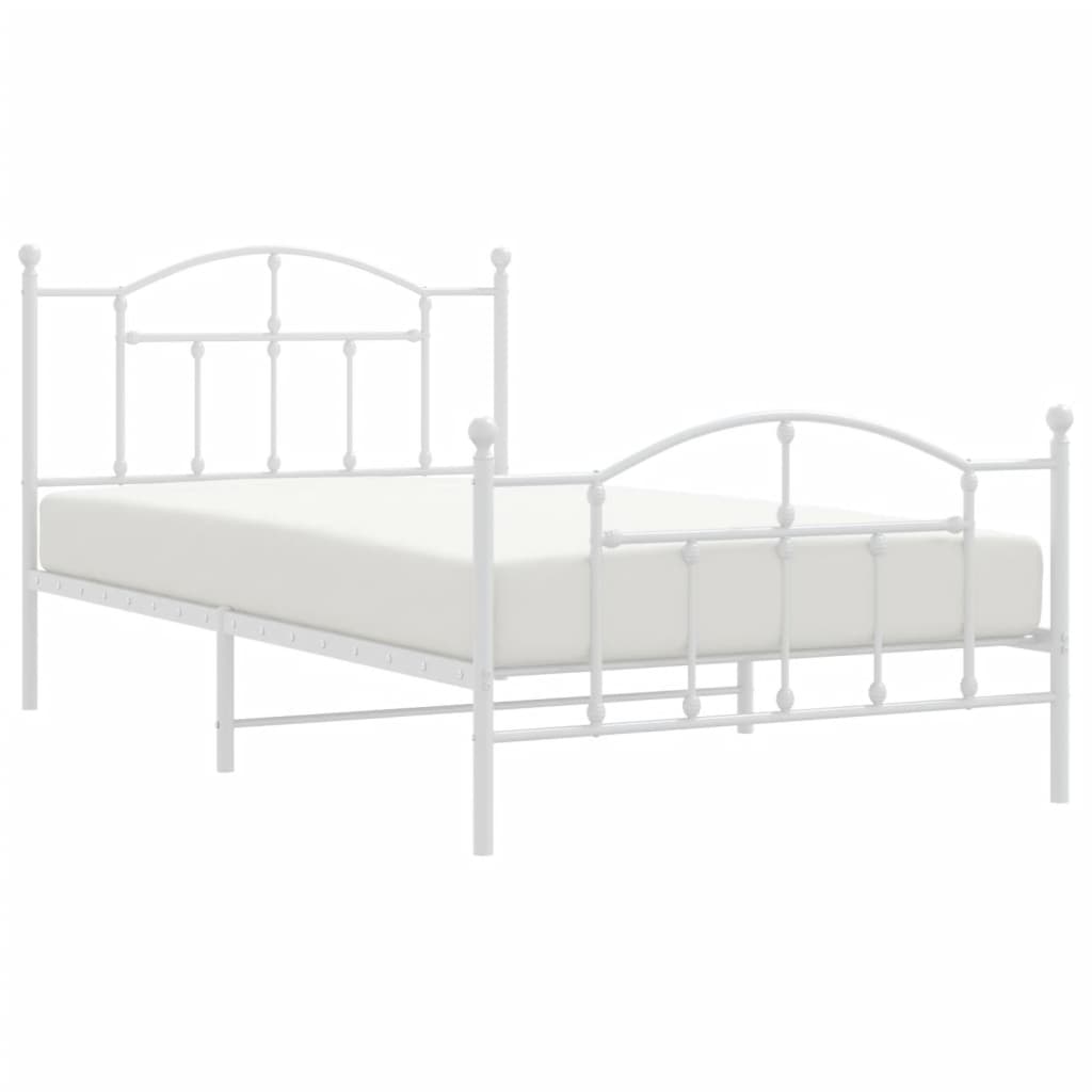 Sengeramme i metall med hode- og fotgavl hvit 107x203 cm