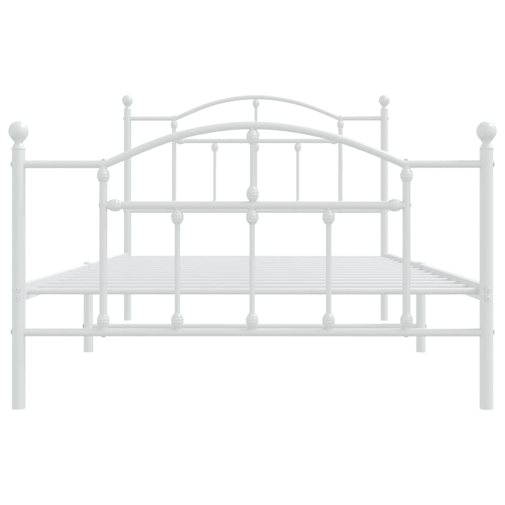 Sengeramme i metall med hode- og fotgavl hvit 107x203 cm