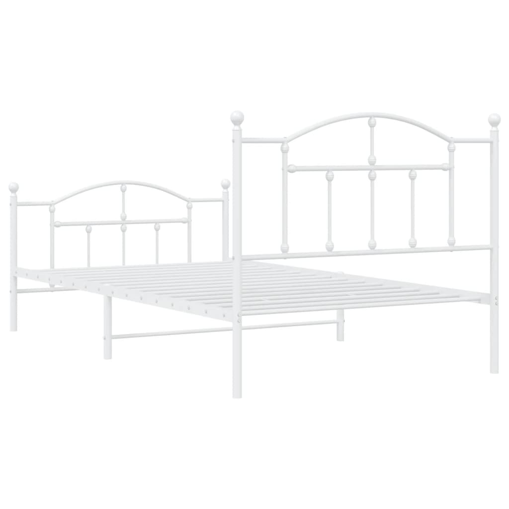 Sengeramme i metall med hode- og fotgavl hvit 107x203 cm