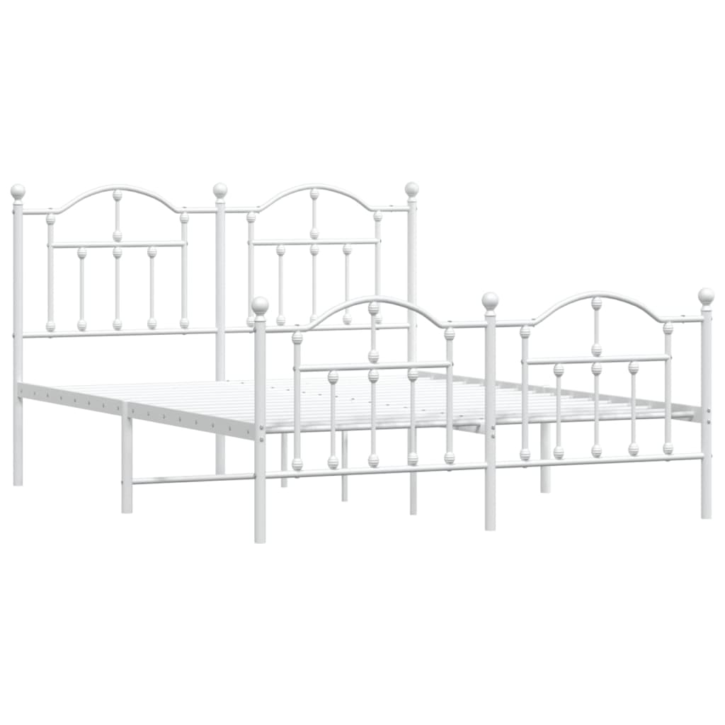Sengeramme i metall med hode- og fotgavl hvit 140x190 cm