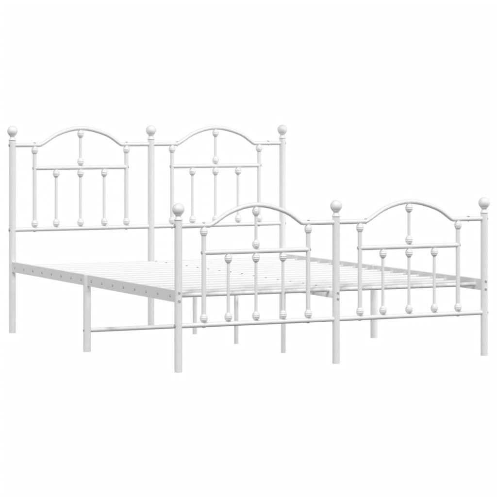 Sengeramme i metall med hode- og fotgavl hvit 140x200 cm