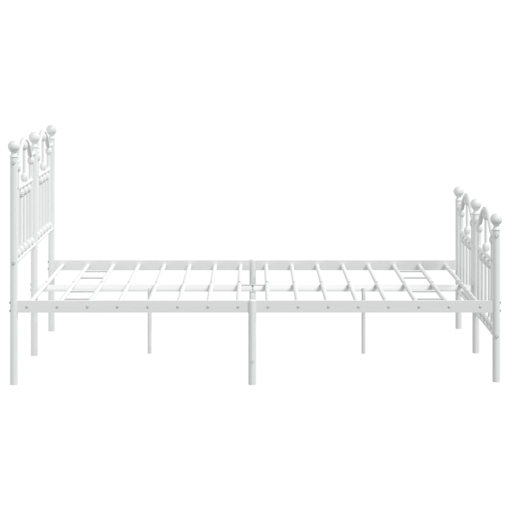 Sengeramme i metall med hode- og fotgavl hvit 140x200 cm
