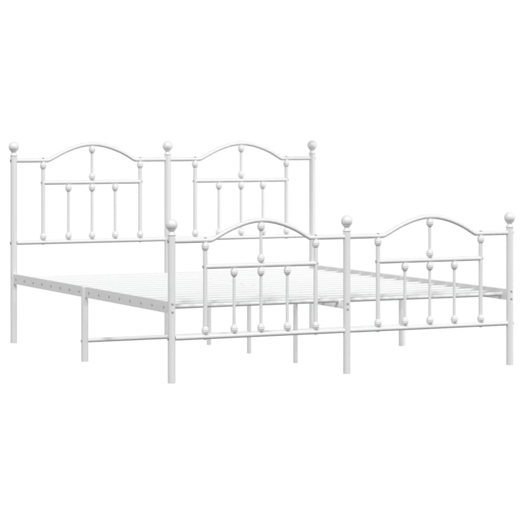Sengeramme i metall med hode- og fotgavl hvit 160x200 cm