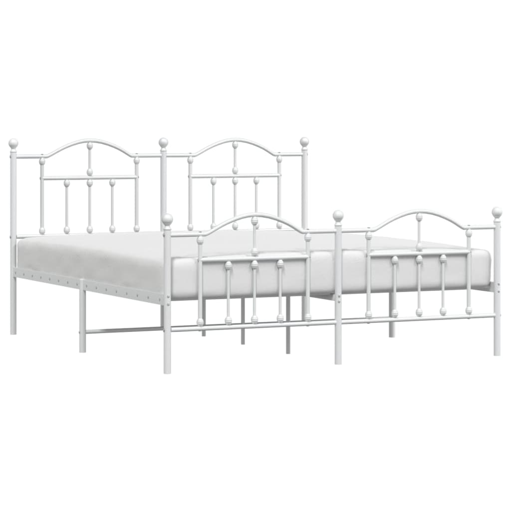 Sengeramme i metall med hode- og fotgavl hvit 160x200 cm