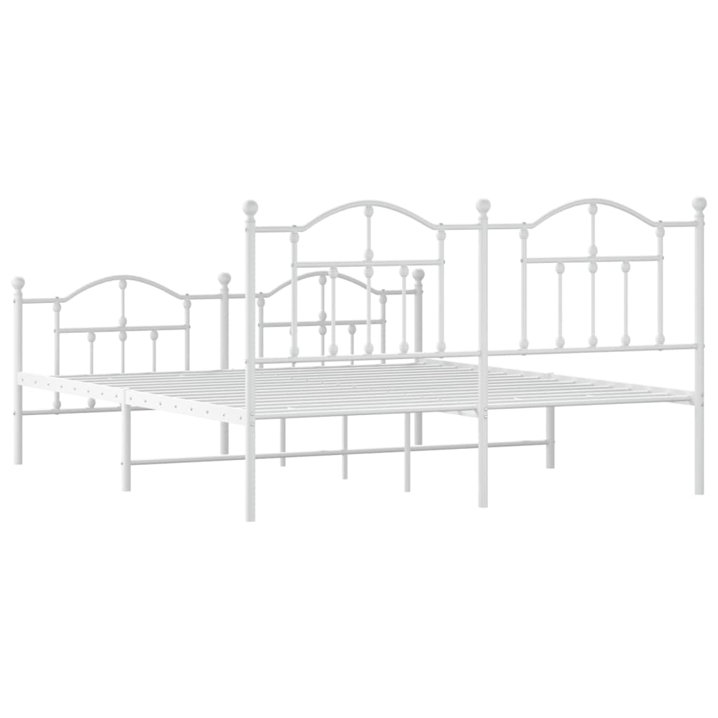 Sengeramme i metall med hode- og fotgavl hvit 160x200 cm