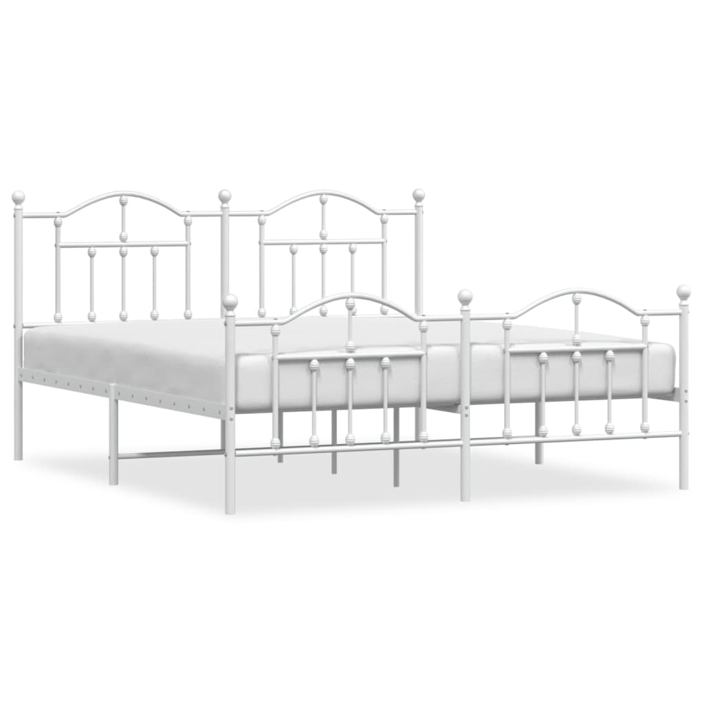 Sengeramme i metall med hode- og fotgavl hvit 180x200 cm