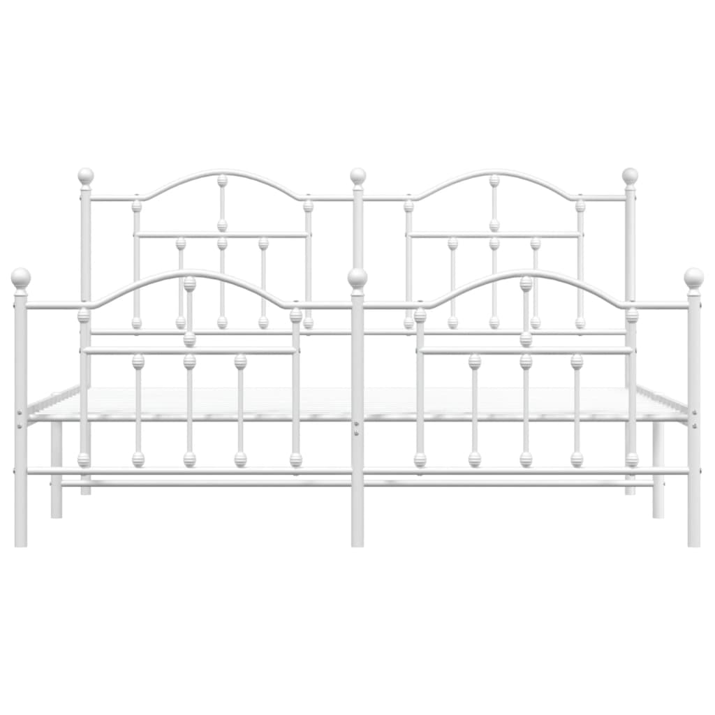 Sengeramme i metall med hode- og fotgavl hvit 180x200 cm