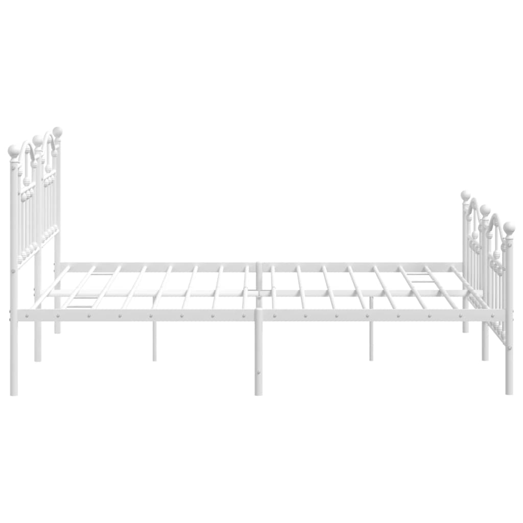 Sengeramme i metall med hode- og fotgavl hvit 180x200 cm