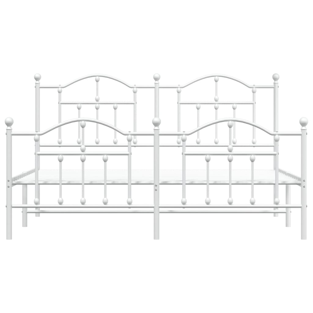 Sengeramme i metall med hode- og fotgavl hvit 183x213 cm