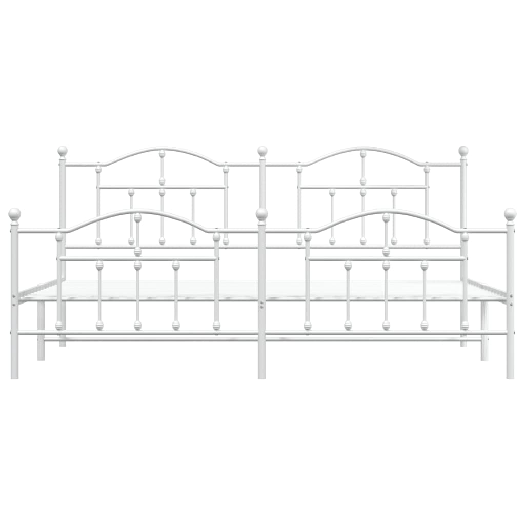 Sengeramme i metall med hode- og fotgavl hvit 193x203 cm