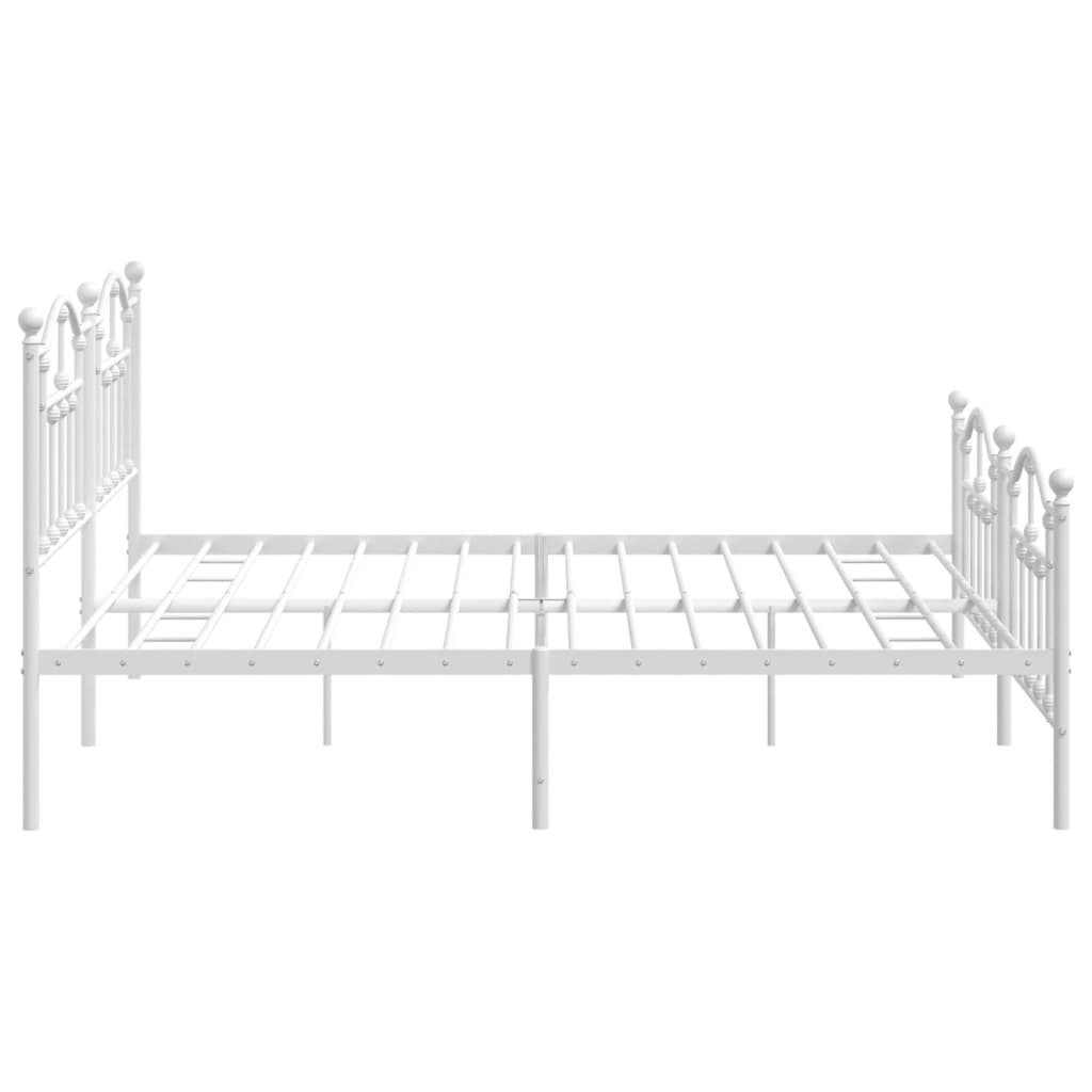 Sengeramme i metall med hode- og fotgavl hvit 193x203 cm