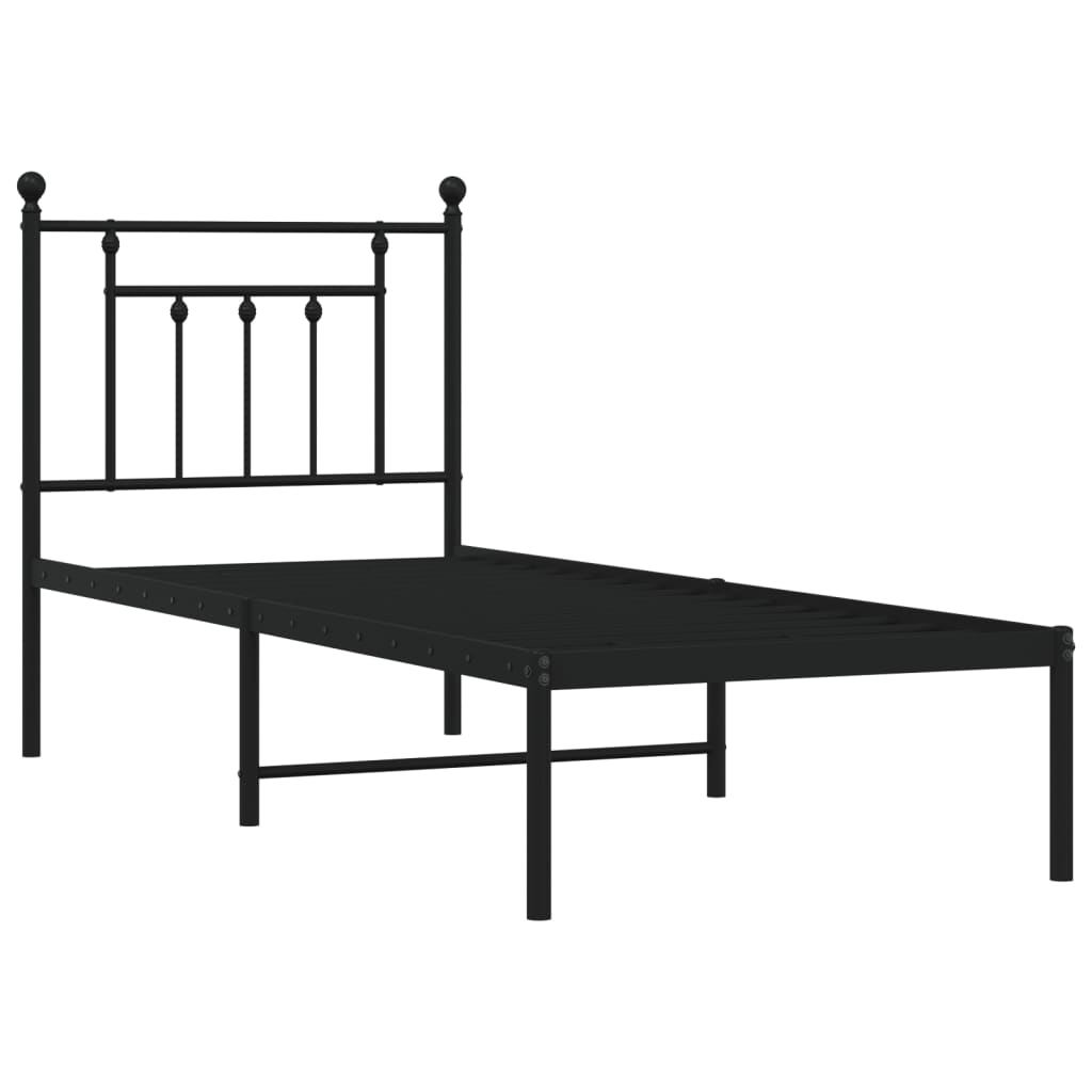 Sengeramme i metall med hodegavl svart 75x190 cm