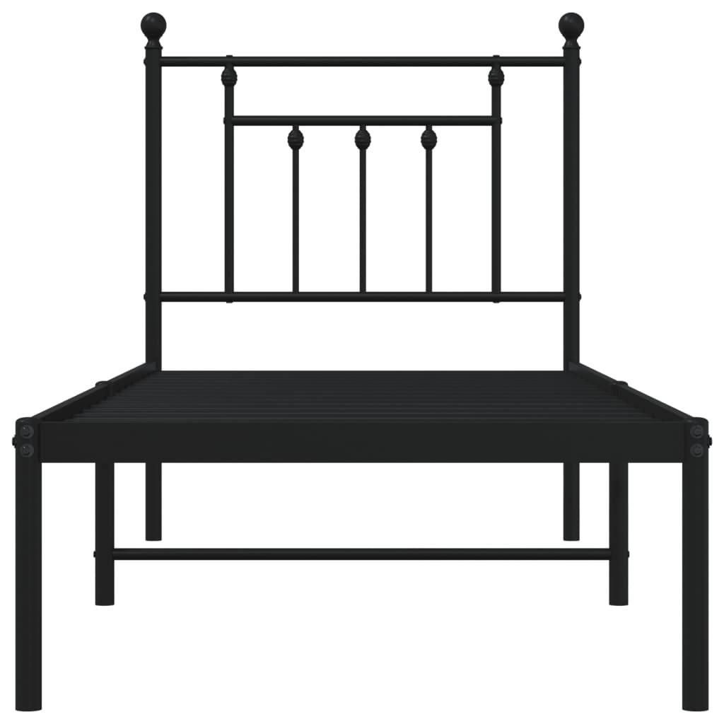 Sengeramme i metall med hodegavl svart 75x190 cm