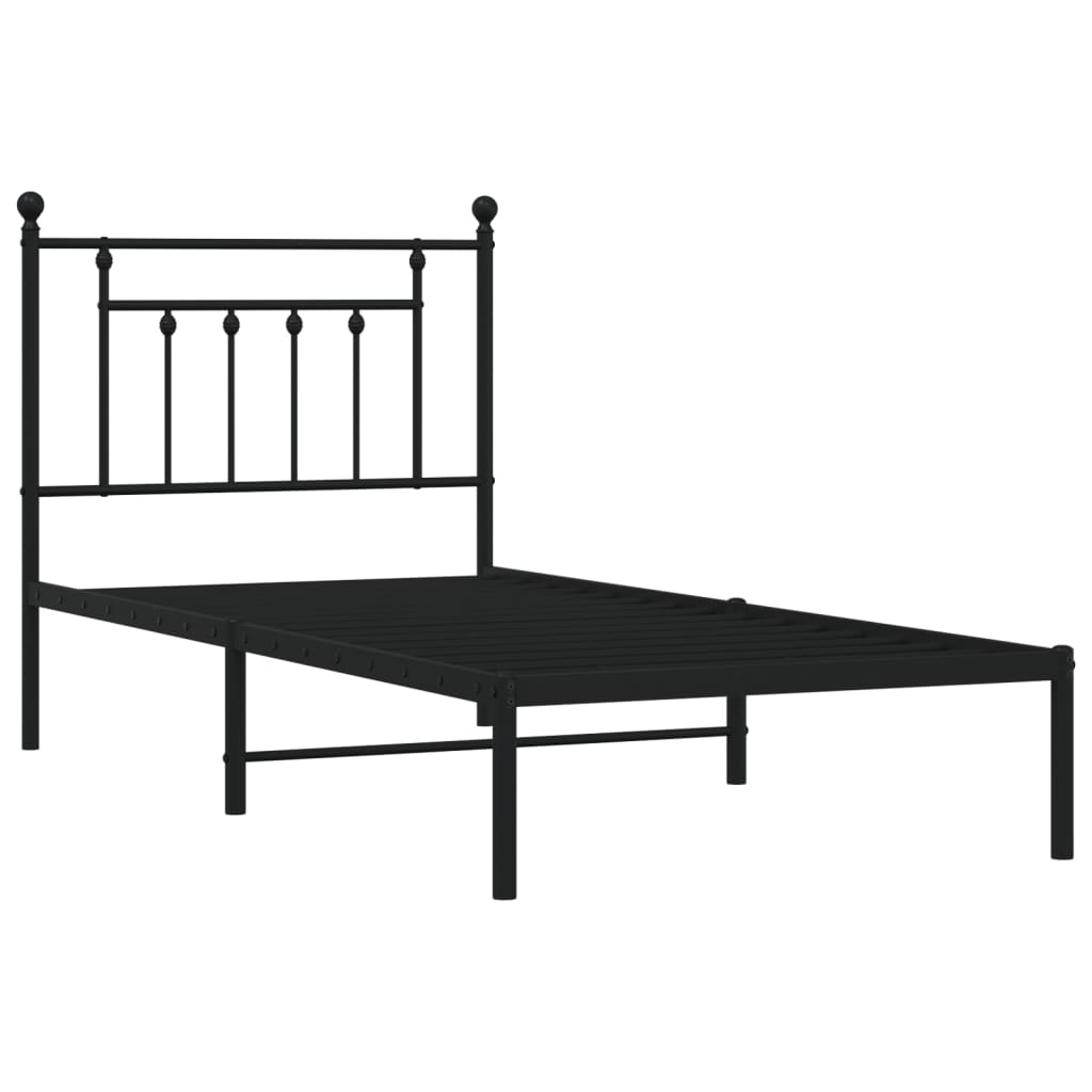 Sengeramme i metall med hodegavl svart 90x200 cm