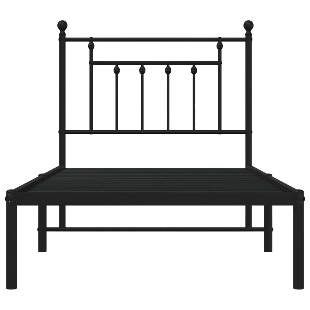 Sengeramme i metall med hodegavl svart 90x200 cm