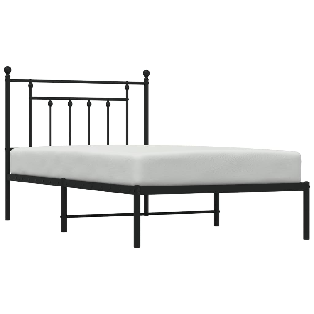 Sengeramme i metall med hodegavl svart 100x190 cm