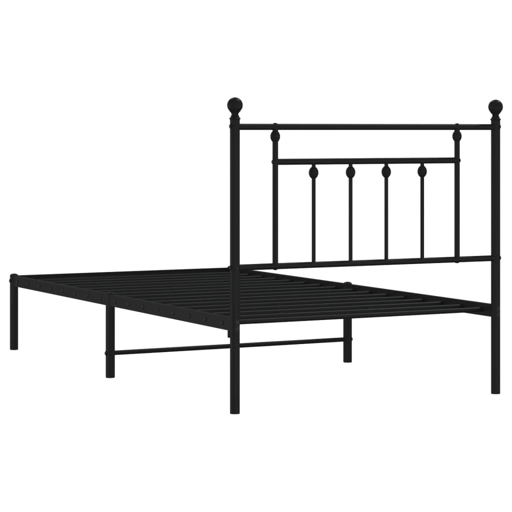 Sengeramme i metall med hodegavl svart 100x190 cm