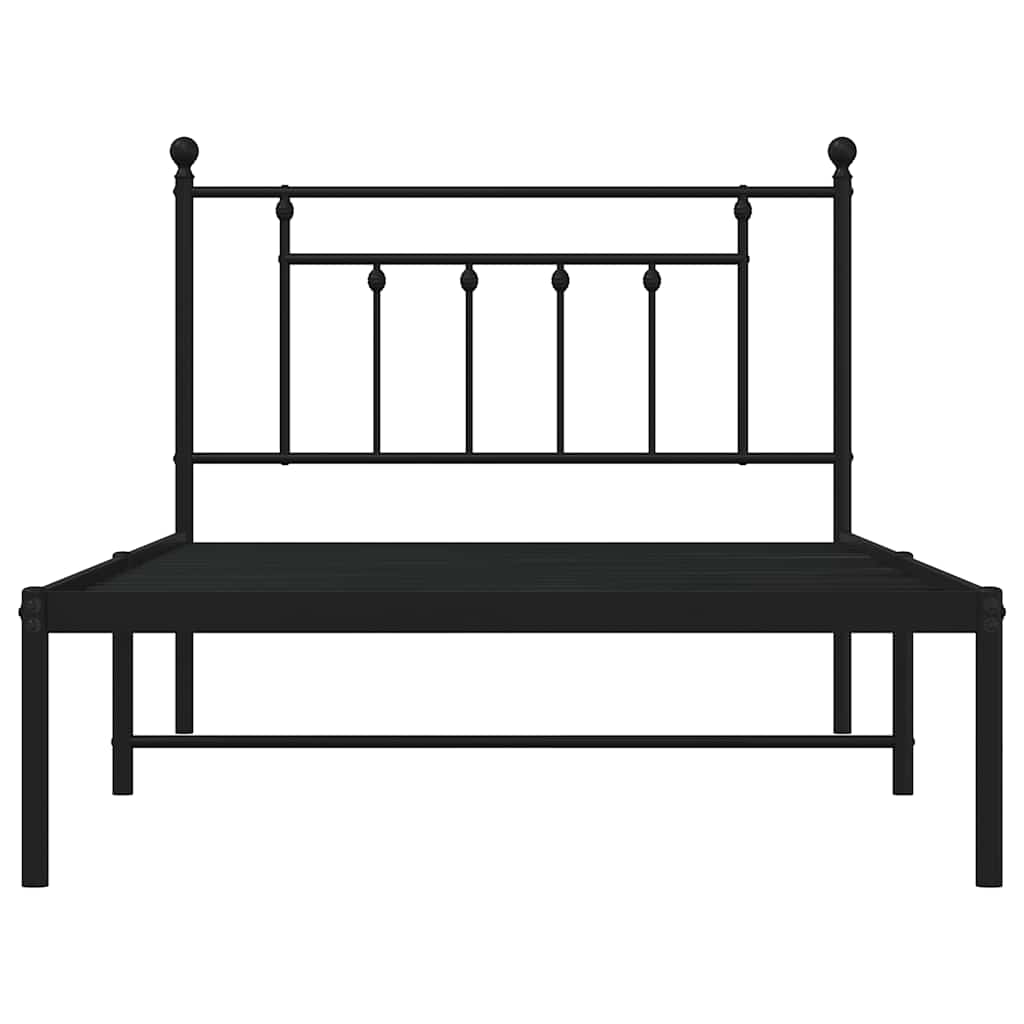 Sengeramme i metall med hodegavl svart 100x200 cm