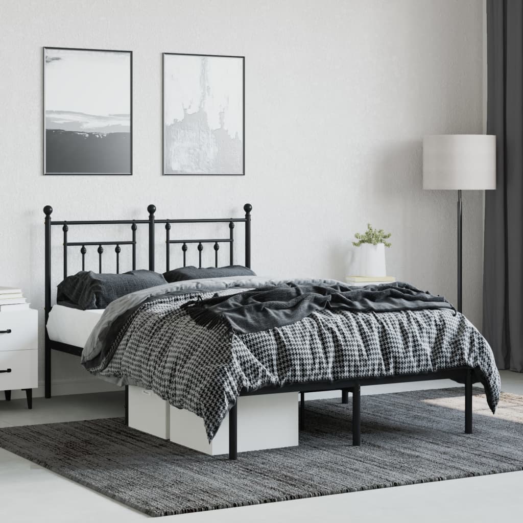 Sengeramme i metall med hodegavl svart 120x190 cm