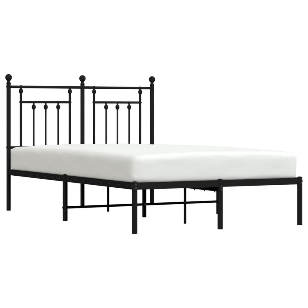 Sengeramme i metall med sengegavl svart 120x200 cm