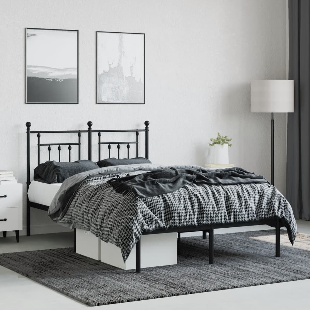 Sengeramme i metall med hodegavl svart 135x190 cm