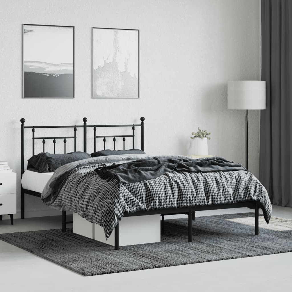 Sengeramme i metall med hodegavl svart 140x190 cm