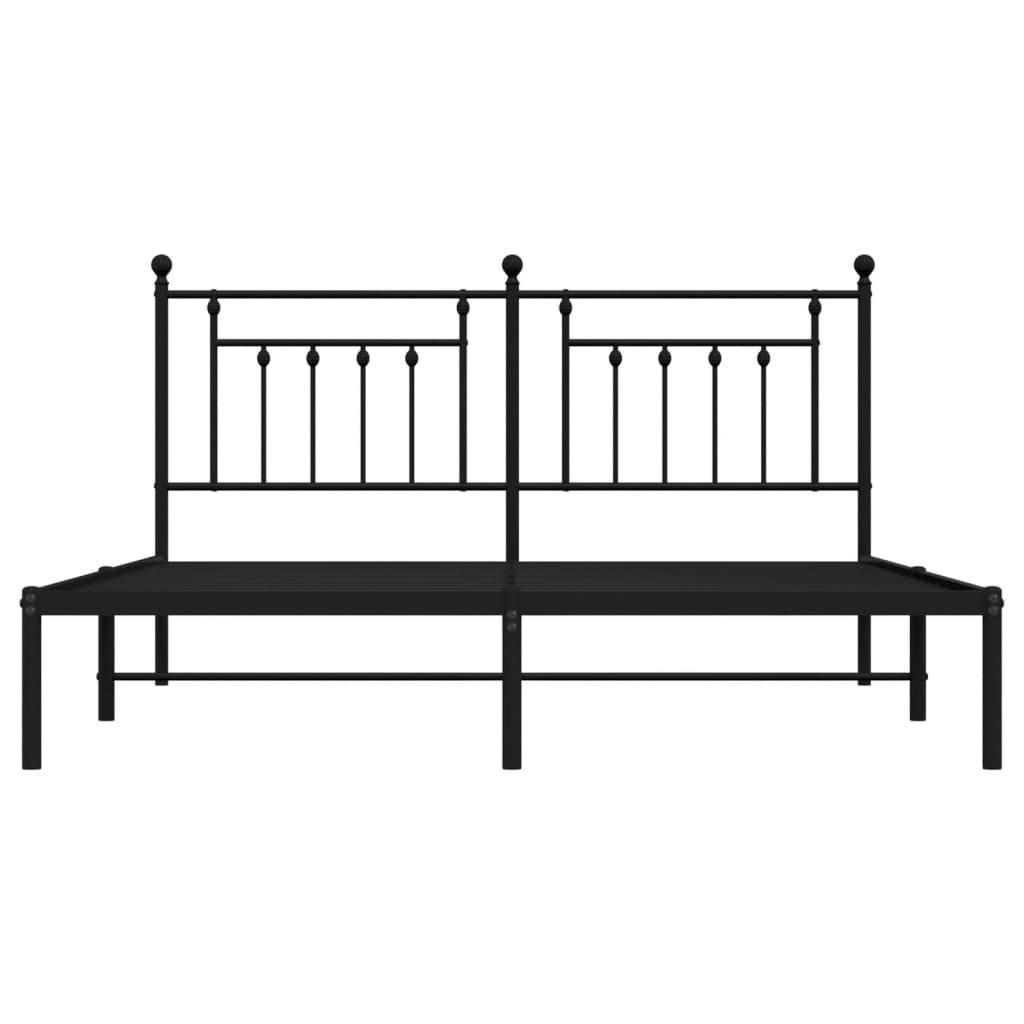 Sengeramme i metall med sengegavl svart 183x213 cm
