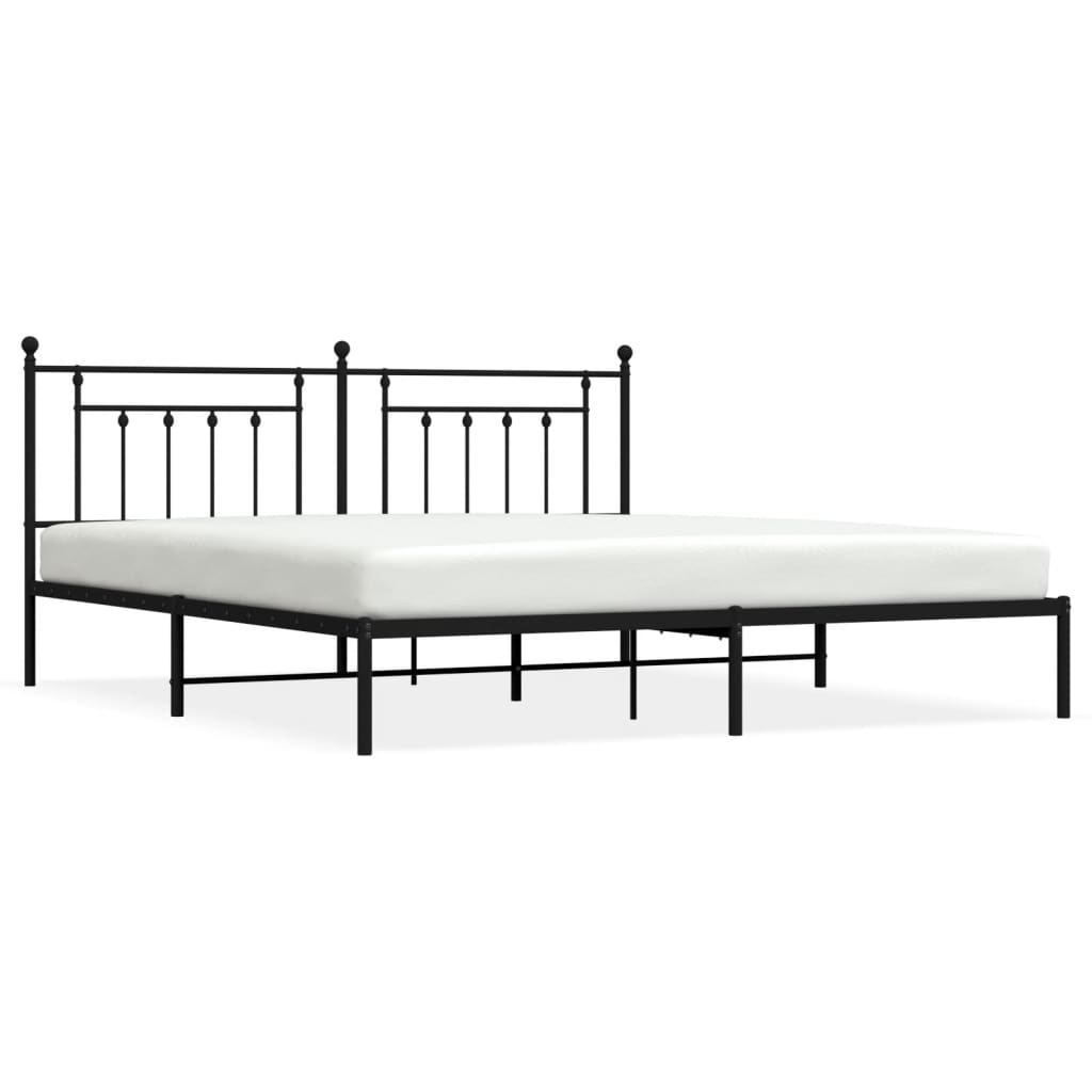Sengeramme i metall med sengegavl svart 193x203 cm