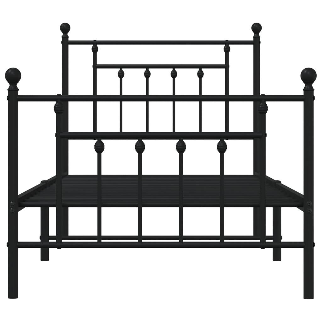 Sengeramme i metall med hode- og fotgavl svart 90x200 cm