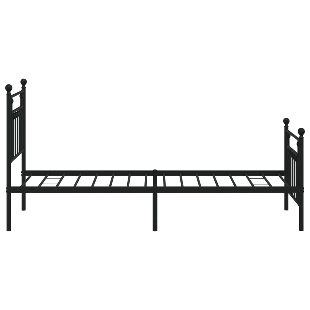 Sengeramme i metall med hode- og fotgavl svart 90x200 cm